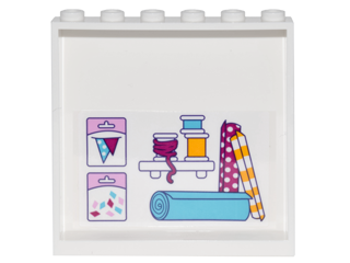Lego Panel 1 x 6 x 5 with 2 Clipboards, Shelf with 3 Ribbon Spools and 3 Rolls of Wrapping Paper on Inside Pattern (Sticker) - Set 41132