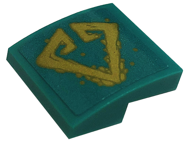 Lego Slope, Curved 2 x 2 x 2/3 with Gold Spots and Diamond Tribal Symbol Tattoo Pattern Side B (Sticker) - Set 71746