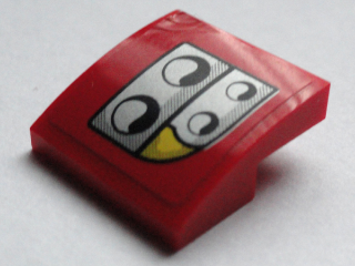 Lego Slope, Curved 2 x 2 x 2/3 with Headlights Pattern Model Right Side (Sticker) - Set 75913 / Red