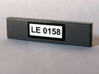 Lego Tile 1 x 4 with 'LE 0158' Pattern (Sticker) - Set 10184