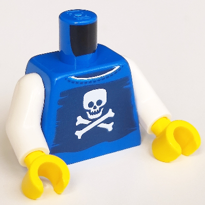 Lego Torso, Skull and Crossbones Print, White Arms, Yellow Hands