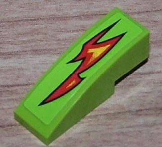 Lego Slope, Curved 3 x 1 with Red Fire Pattern Model Right (Sticker) - Set 8199