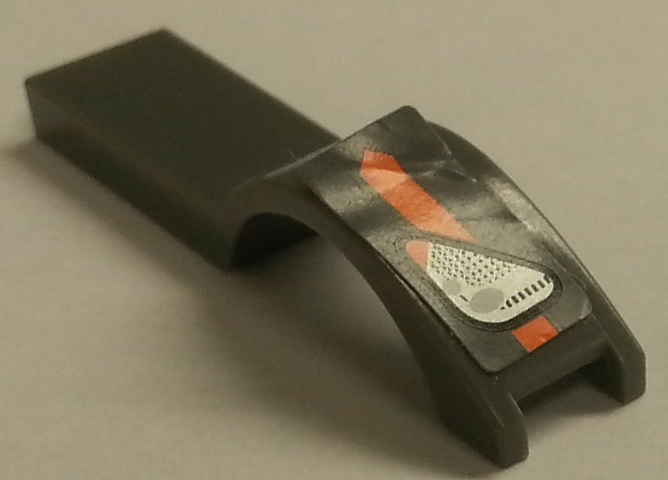 Lego Vehicle, Mudguard 1 x 4 1/2 with Headlight and Orange Stripe Pattern Model Right Side (Sticker) - Set 8154