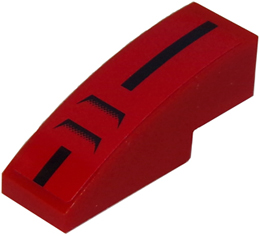 Lego Slope, Curved 3 x 1 with Black Stripe and 2 Air Vents on Red Background Pattern (Sticker) - Set 8147