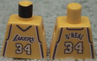 Lego Torso NBA Los Angeles Lakers #34 (Yellow Jersey) Pattern / Yellow