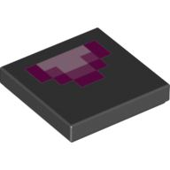 Lego Tile 2 x 2 with Light Purple, Medium Purple and Purple Minecraft Geometric Print / Black