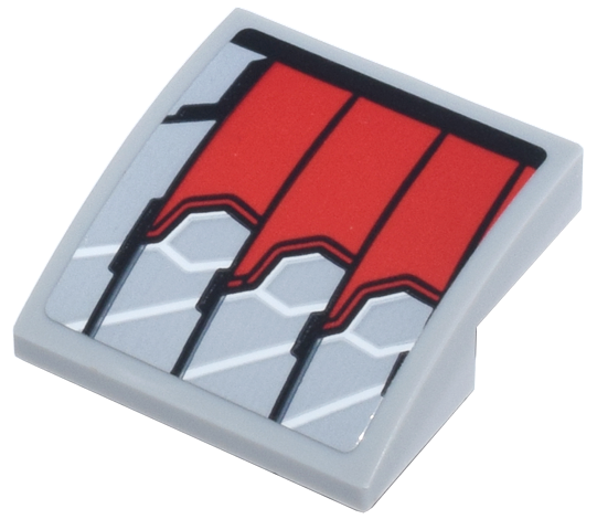 Lego Slope, Curved 2 x 2 x 2/3 Inverted with Black, Red, and Light Bluish Gray Panels (Falcon Armor Wings) Pattern Model Left Side (Sticker) - Set 76269