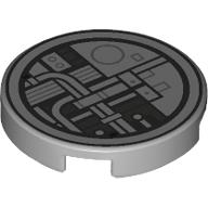 Lego Tile Round 2 x 2 with Conduits Print / Light Bluish Gray