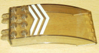Lego Windscreen 8 x 4 x 2 Curved with Locking Dual 2 Fingers with White Chevrons Pattern (Sticker) - Set 7046 / Trans-Brown