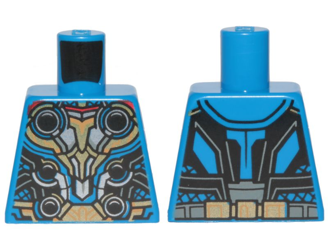 Lego Torso Armor with Black Panels and 6 Circles, Red, Gold and Silver Trim Pattern / Blue