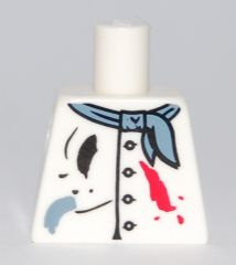Lego Torso Painter's Smock with Buttons, Sand Blue Neckerchief Scarf, Black and Red Paint Splotches Pattern / White