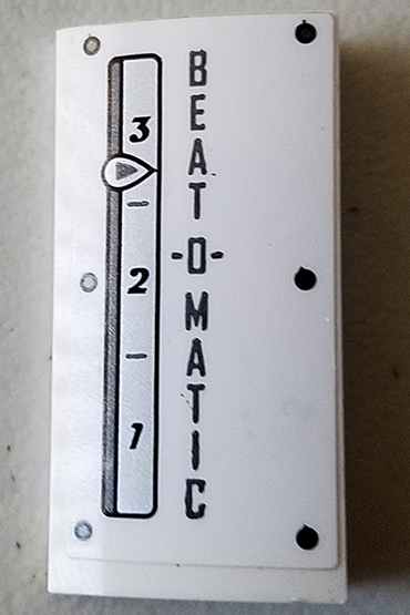 Lego Slope, Curved 2 x 4 x 2/3 with Bottom Tubes with Rivets, 'BEAT -O- MATIC' and Gauge with Number 1, 2 and 3 Pattern Model Right Side (Sticker) - Set 70920
