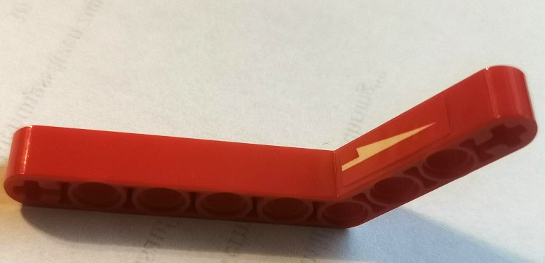 Lego Technic, Liftarm, Modified Bent Thick 1 x 9 (6 - 4) with White Arrow Pattern Model Left Side (Sticker) - Set 42089