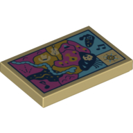Lego Tile 2 x 3 with Map Print