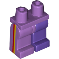 Lego Hips and Dark Purple Left Leg, Medium Lavender Right Leg with Yellow and Red Vertical Stripes / Medium Lavender