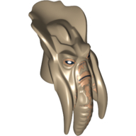 Lego Minifig Head Special, Geonosian with Black Eyes, Nose and Mouth Print (Poggle the Lesser) / Dark Tan