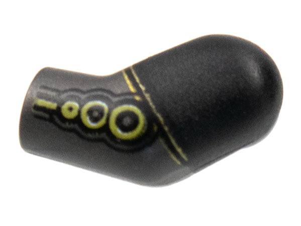 Lego Arm, Left with Black Short Sleeve, Gold Circles Pattern / Pearl Dark Gray