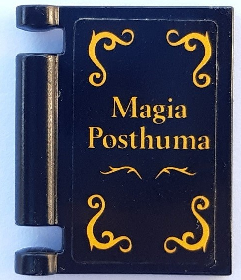 Lego Minifigure, Utensil Book Cover with Bright Light Orange 'Magia Posthuma' and Scrollwork Pattern (Sticker) - Set 910049
