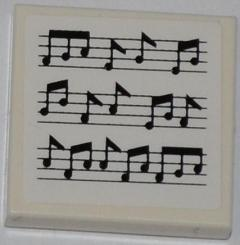 Lego Tile 2 x 2 with Music Notes Pattern (Sticker) - Sets 3818 / 70812