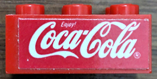 Lego Brick 2 x 3 with White Coca-Cola Logo Pattern (Stickers) - Set 4071 / Red