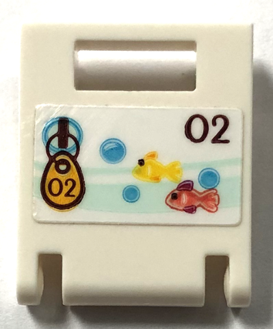 Lego Container, Box 2 x 2 x 2 Door with Locker Door with '02', Fish, Bubbles and Slot with Key Pattern (Sticker) - Set 41720