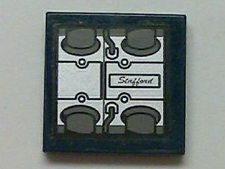 Lego Tile 2 x 2 with Arrow with Engine Block and 'Stafford' Pattern (Sticker) - Set 8635