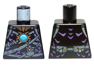 Lego Torso Chima with Dark Bluish Gray Belts, Medium Lavender Highlights and Dark Azure Round Jewel (Chi) Pattern / Black