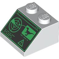 Lego Brick Sloped 45° 2 x 2 with Computer Screen, Radar, Raptor Print