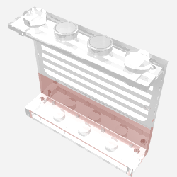 Lego Panel 1 x 4 x 3 - Solid Studs with Red Stripe and White Stripes Print / Trans-Clear
