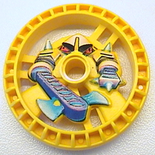 Lego Technic Disc 5 x 5 Notched, Axer Print / Yellow