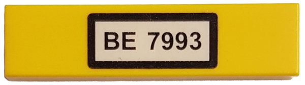 Lego Tile 1 x 4 with 'BE 7993' Pattern (Sticker) - Set 7993