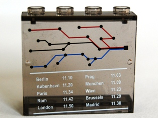 Lego Panel 1 x 4 x 3 - Hollow Studs with Train Map and Schedule Pattern (Sticker) - Set 7897/7997