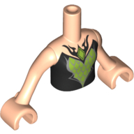 Lego Minidoll Torso Girl with Black Top with Lime and Silver Diamond Print, Light Nougat Arms and Hands / Light Nougat