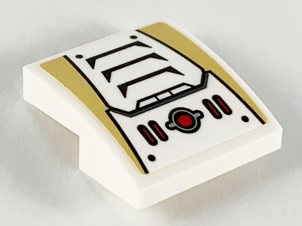 Lego Slope, Curved 2 x 2 x 2/3 with Gold Triangles, Machinery and Vents Pattern (Sticker) - Set 71702