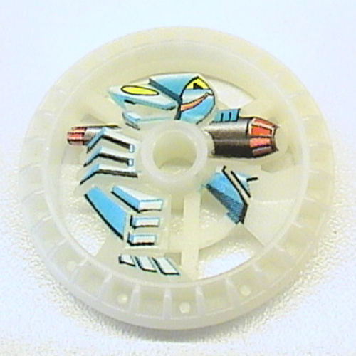 Lego Technic Disc 5 x 5 Notched, Skeleton Print / Glow In Dark Opaque