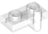 Lego Plate, Modified 1 x 2 with Bar Arm Up (Horizontal Arm 5mm) / Trans-Clear