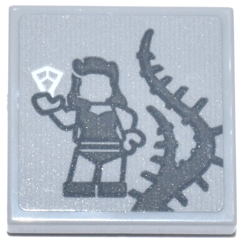 Lego Tile 2 x 2 with Dark Bluish Gray Poison Ivy Minifigure with White Jewel Pattern (Sticker) - Set 76271