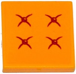 Lego Tile 2 x 2 with 4 Magenta Cushion Buttons Pattern (Sticker) - Set 41135 / Bright Light Orange