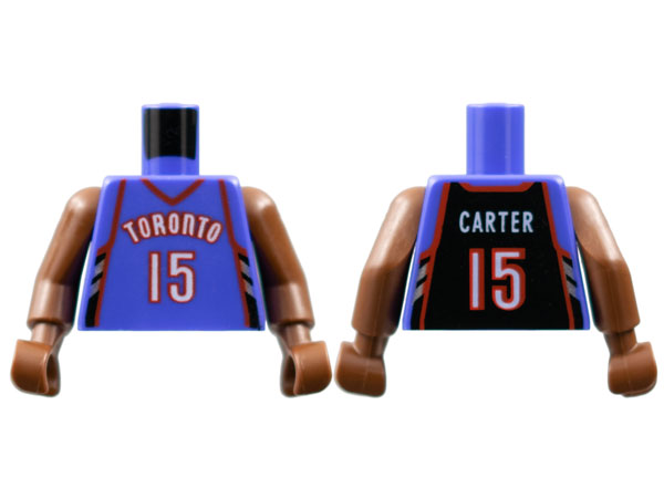 Lego Torso NBA Toronto Raptors #15 Carter (Road Jersey) Pattern / Brown NBA Arms