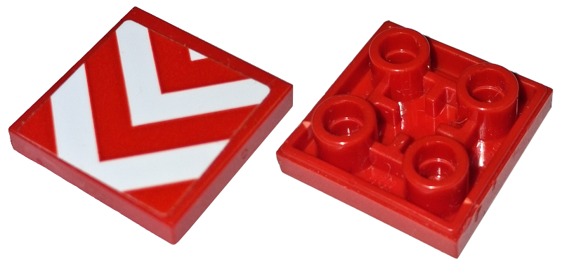 Lego Tile, Modified 2 x 2 Inverted with White Danger Chevrons Pattern (Sticker) - Set 60324