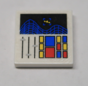 Lego Tile 2 x 2 with Computer Screen Radar Control Pattern (Sticker) - Set 10192 / White