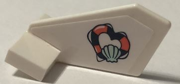 Lego Tail Shuttle, Small with Coral and Dark Blue Heart-Shaped Life Preserver and Light Aqua Shell Pattern on Both Sides (Stickers) - Set 41378