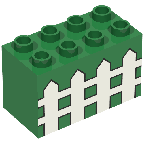 Lego Duplo Brick 2 x 4 x 2 with Fence Print