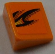 Lego Slope 30 1 x 1 x 2/3 with Flames Pattern Model Left Side (Sticker) - Set 8186