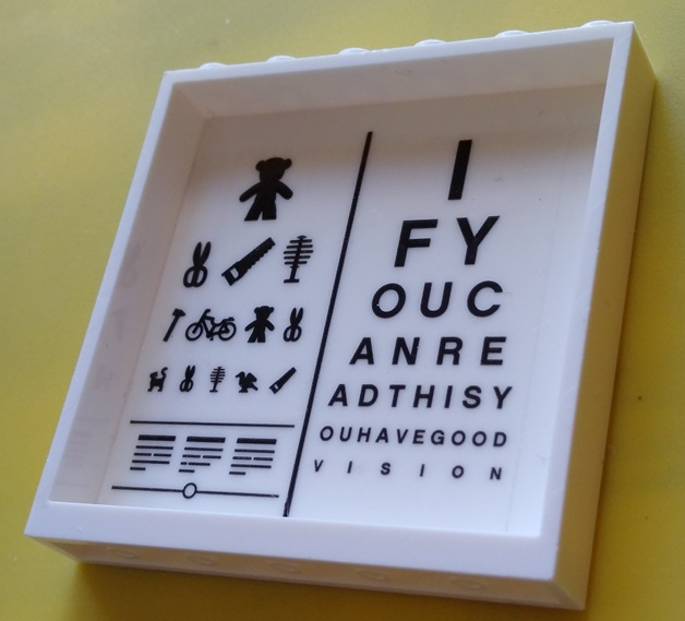 Lego Panel 1 x 6 x 5 with Eye Test Chart Pattern on Inside (Sticker) - Set 60204 / White