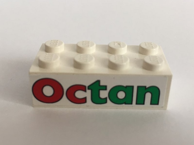 Lego Brick 2 x 4 with Octan Pattern (Sticker) - Set 6617 / White