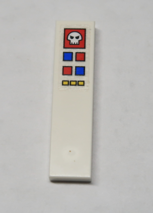 Lego Tile 1 x 4 with Skull Computer Red, Blue, and Yellow Control Buttons Pattern (Sticker) - Set 10192
