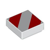 Lego Tile 1 x 1 with Red Danger Stripes Print