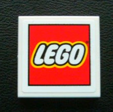 Lego Tile 2 x 2 with LEGO Logo on White Background Pattern (Sticker) - Set 3300003 / White