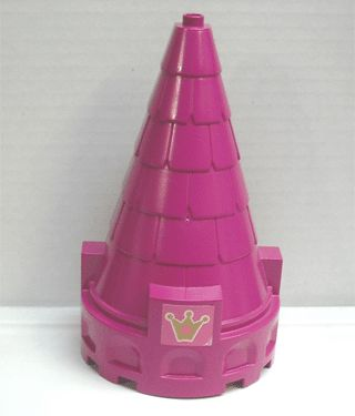 Lego Duplo Roof Spire - Castle with Crown and Heart Pattern (Sticker) - Set 4828 / Magenta